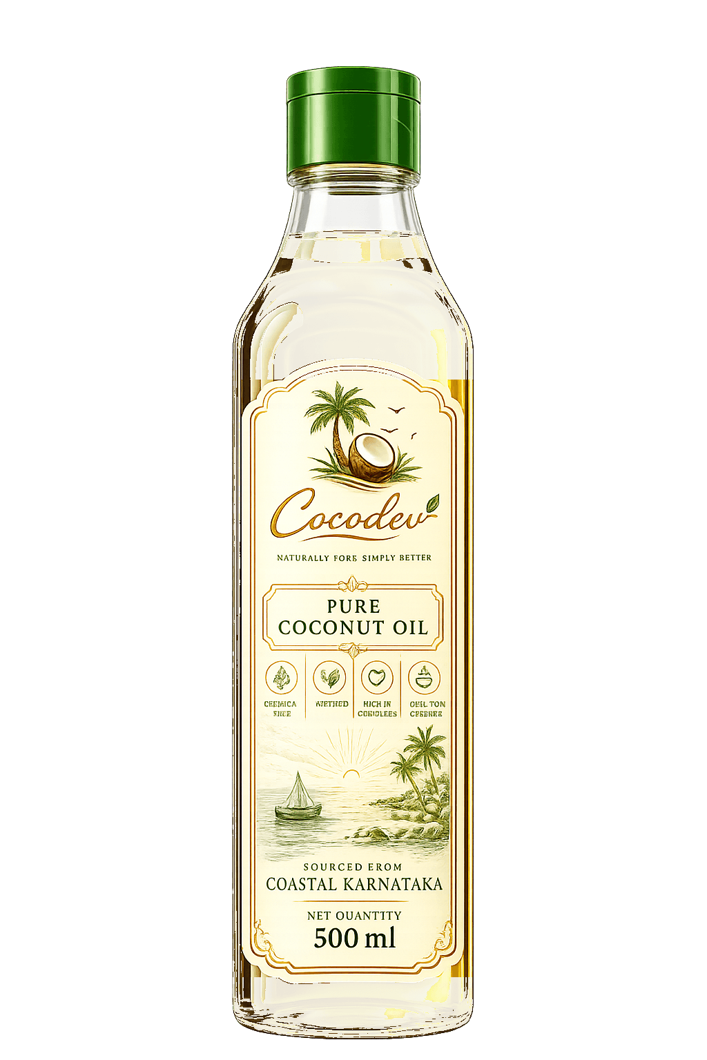 Empty Cocodev coconut oil bottle