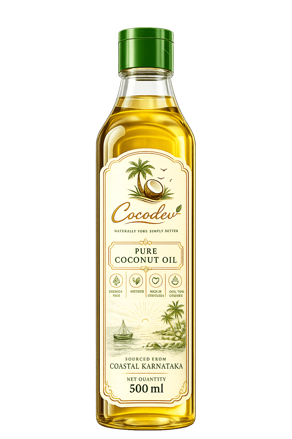 Cocodev coconut oil bottle filling with pressed oil